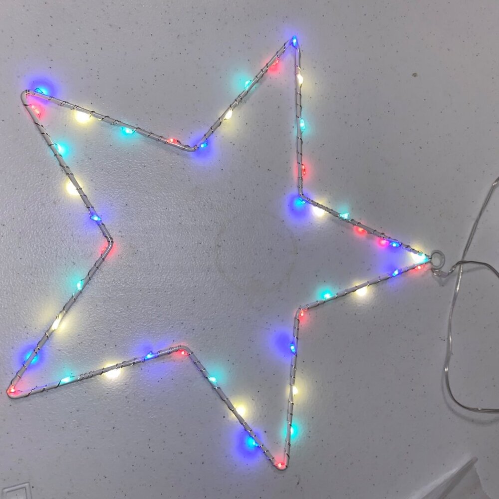 3 pk Christmas Lights decor LED Star Window Silhouette Multicolored Lights Timer